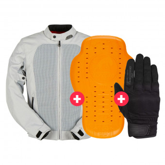 Cazadora moto Furygan Genesis Mistral Evo 2 Pearl + Espaldera D3O Viper Nivel 2 + Jet D3O