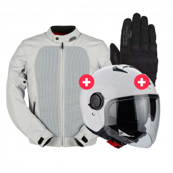 Cazadora moto Furygan Genesis Mistral Evo 2 Pearl + Exo City White + Jet D3O