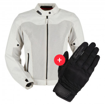 Cazadora moto Furygan Mistral Lady Evo 3 Pearl Pearl + Jet Lady D3O Black