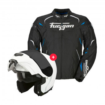 Cazadora moto Furygan Narval Black White Blue + EXO 3000 Air White