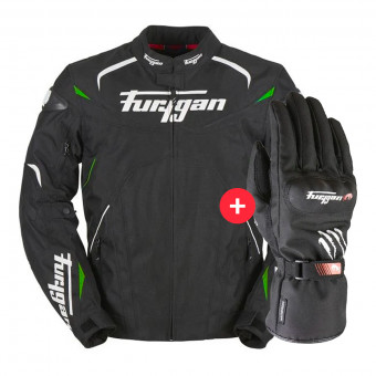 Cazadora moto Furygan Narval Black White Green + Keen Black White