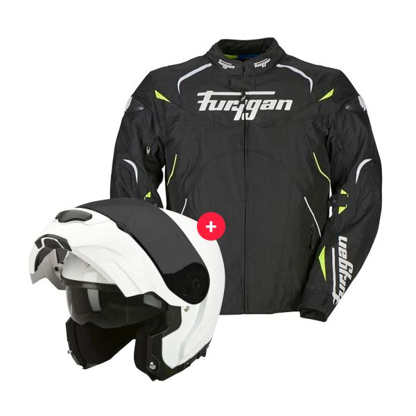 Cazadora moto Furygan Narval Black White Yellow + EXO 3000 Air White