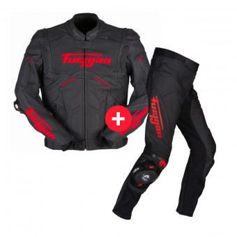 Cazadora moto Furygan Raptor Evo 2 Black Red + Raptor Evo Black Red Pant