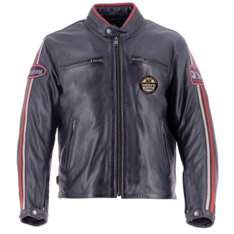 Cazadora moto Helstons Ace 10 Years Leather Rag Blue