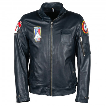 Cazadora moto Helstons Aeronef Leather Rag Blue