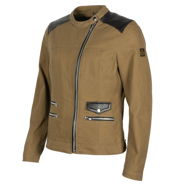 Cazadora moto Helstons Cher Coton Leather Kraft Brown Cazadora moto Helstons Cher Coton Leather Kraft Brown