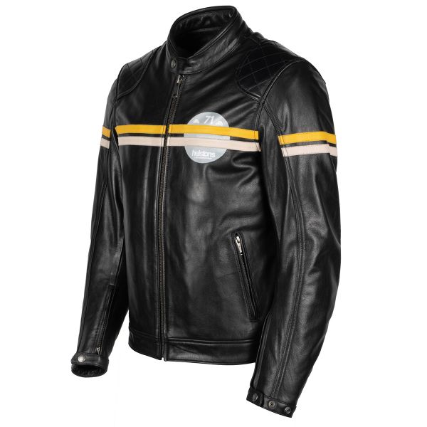 Cazadora moto Helstons Chevy Leather Black Yellow Beige Cazadora moto Helstons Chevy Leather Black Yellow Beige