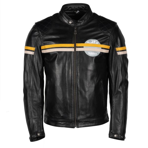 Helstons Chevy Leather Black Yellow Beige