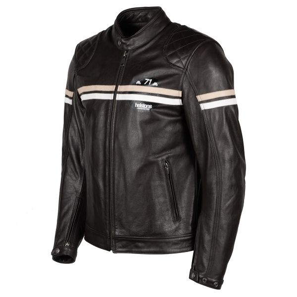 Cazadora moto Helstons Chevy Leather Brown Beige White