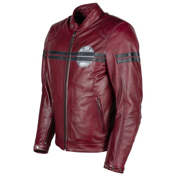 Cazadora moto Helstons Chevy Leather Burgundy Blue