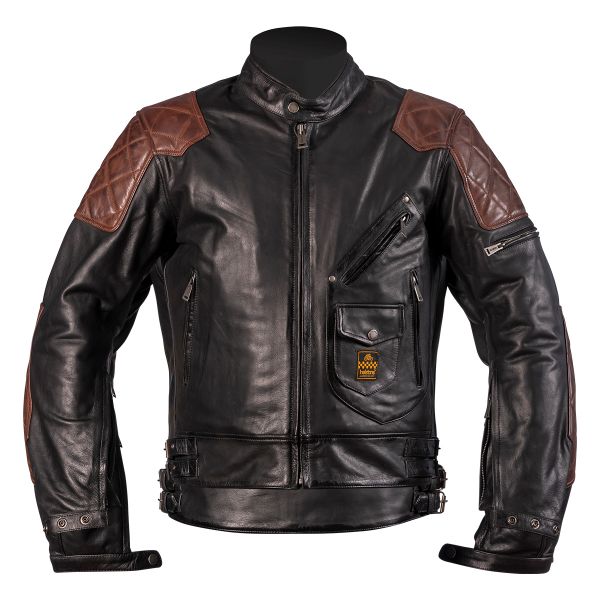 Cazadora moto Helstons Chuck Black Camel
