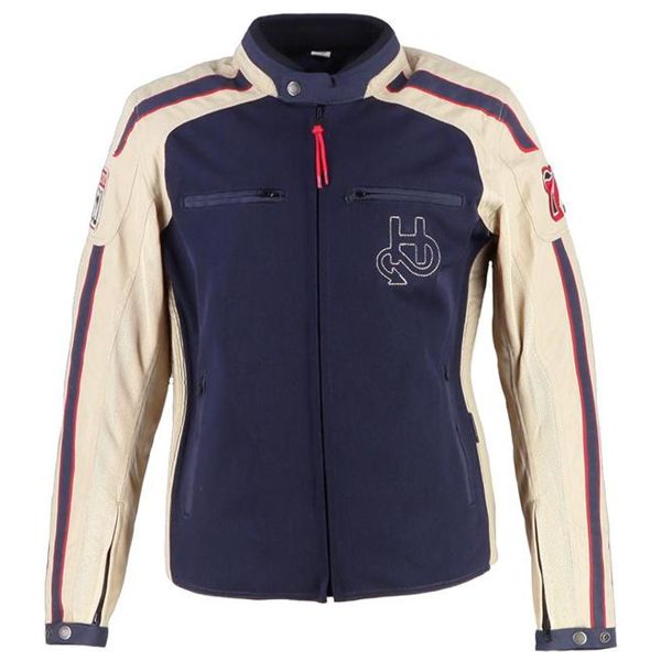 Cazadora moto Helstons Club Girl Air Mash Plateado Azul Rojo