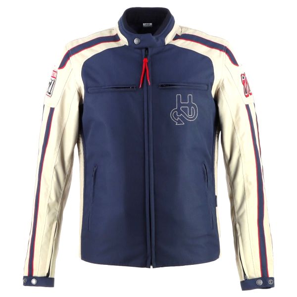 Cazadora moto Helstons Clubman Azul Beige Rojo