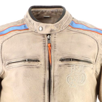 Helstons Clubman Cuero Beige Naranja Azul Cielo