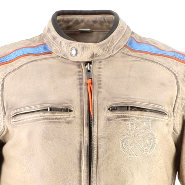 Helstons Clubman Cuero Beige Naranja Azul Cielo
