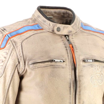 Helstons Clubman Cuero Beige Naranja Azul Cielo