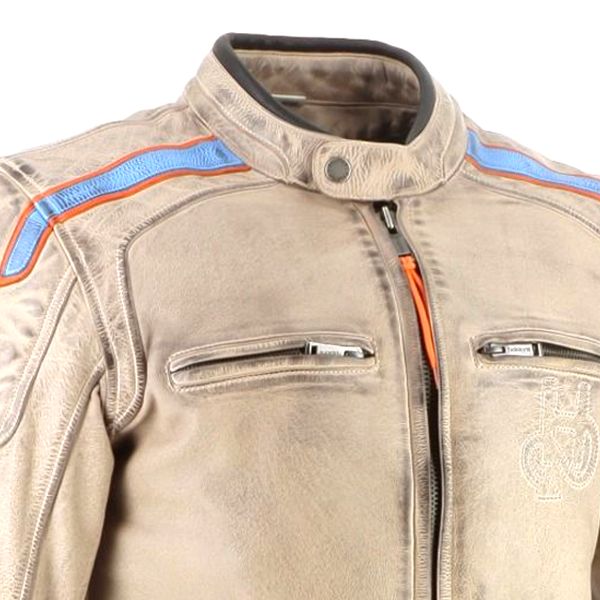 Helstons Clubman Cuero Beige Naranja Azul Cielo