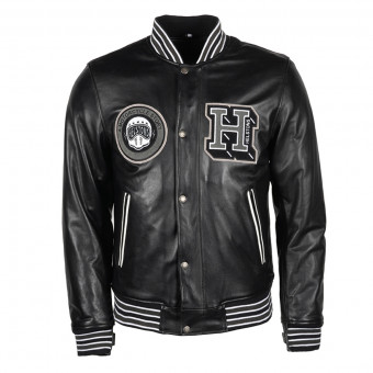 Cazadora moto Helstons College Leather Rag Black