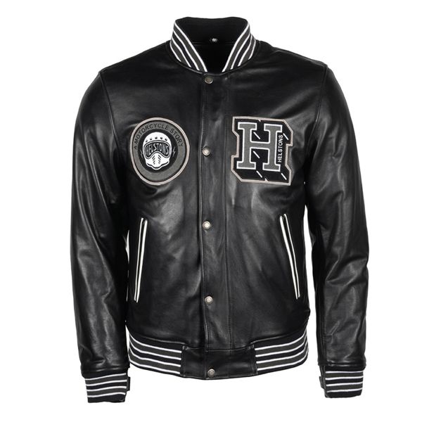 Cazadora moto Helstons College Leather Rag Black