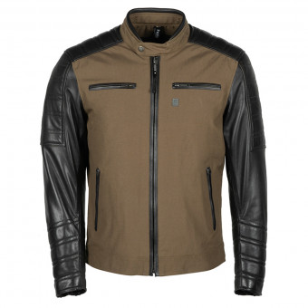 Cazadora moto Helstons Cruiser Textile Leather Kaki Brown