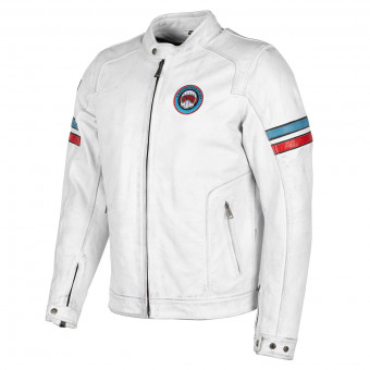 Cazadora moto Helstons Elron Leather Rag White