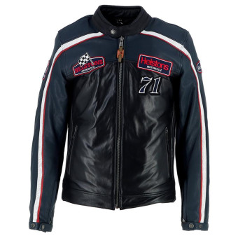 Cazadora moto Helstons Formula Sport Leather Blue Black