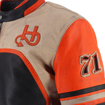 Helstons Indianapolis Air Piel Negro Beige Naranja