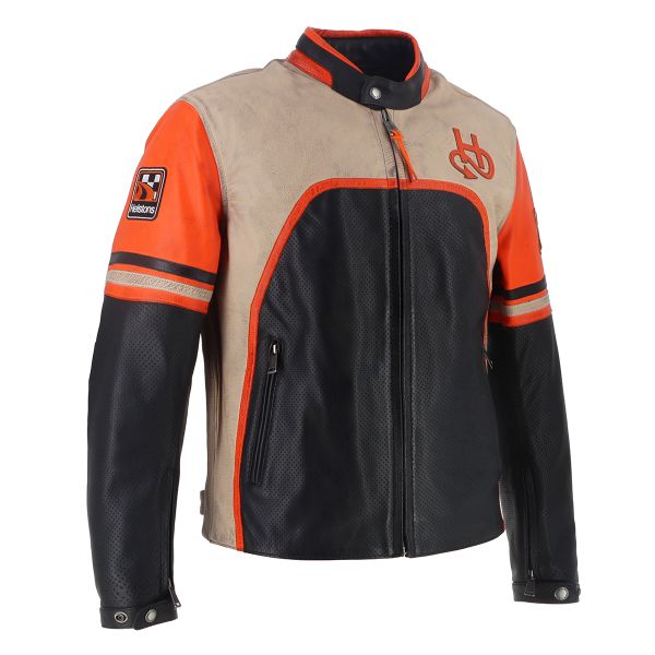 Helstons Indianapolis Air Piel Negro Beige Naranja
