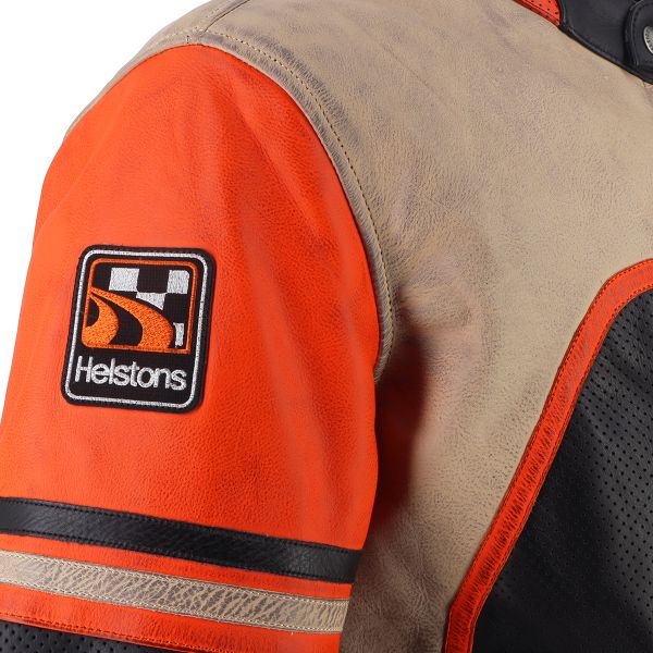 Helstons Indianapolis Air Piel Negro Beige Naranja