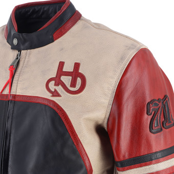 Helstons Indianpolis Piel Negro Beige Rojo