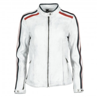 Cazadora moto Helstons Jade Leather Lady Rag White