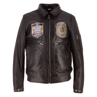 Cazadora moto Helstons Trapo de cuero Jet Force Marrn