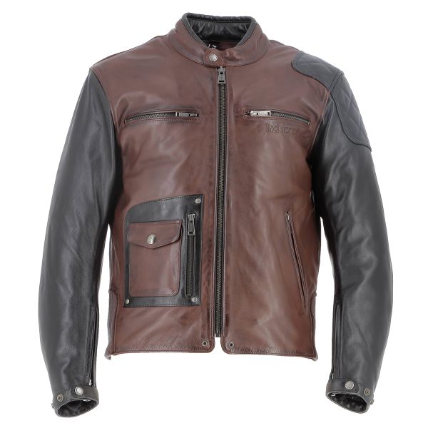 Cazadora moto Helstons Johnson Leather Rag Tan Black Cazadora moto Helstons Johnson Leather Rag Tan Black