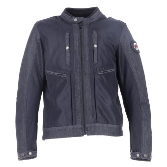 Cazadora moto Helstons Raid Air Coton Denim Mesh Blue