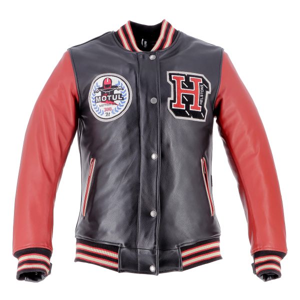 Cazadora moto Helstons Student Motul Leather Black Red