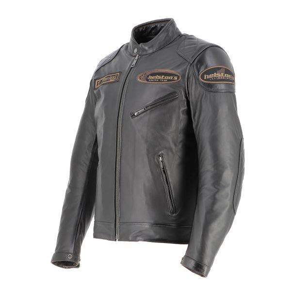 Cazadora moto Helstons Trevor Leather Rag Brown Black Cazadora moto Helstons Trevor Leather Rag Brown Black