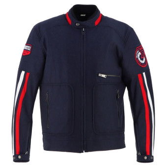 Cazadora moto Helstons Azul Vulcano Rojo Beige