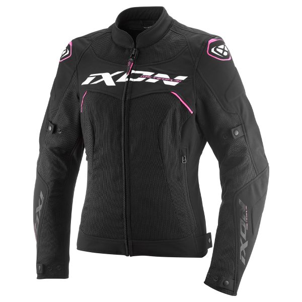 Cazadora moto Ixon Meteor 31 Lady Negro Blanco Rosa