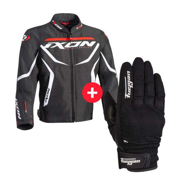 Cazadora moto Ixon Sprinter Kid Black White + Jet Kid D3O Black White
