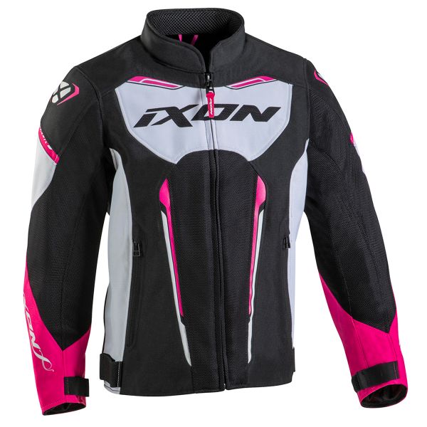 Cazadora moto Ixon Striker Air K L Black White Fuchsia