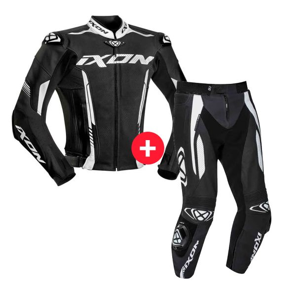 Cazadora moto Ixon Vortex 2 Jacket Black White + Vortex 2 Pant Black White