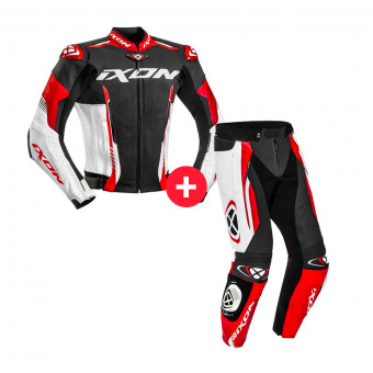 Cazadora moto Ixon Vortex 2 Jacket Black White Red + Vortex 2 Pant Black White Red