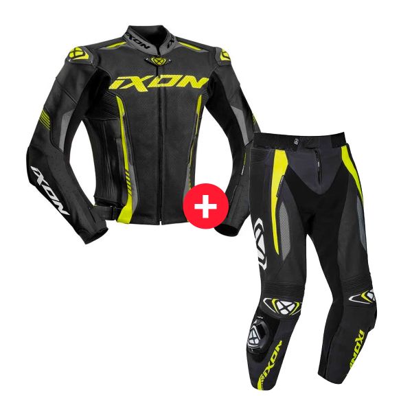 Cazadora moto Ixon Vortex 2 Jacket Black Grey Yellow + Vortex 2 Pant Black Grey Yellow