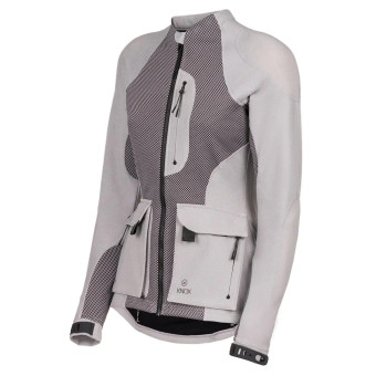 Cazadora moto Knox Camisa blindada Tor para mujer Gris claro