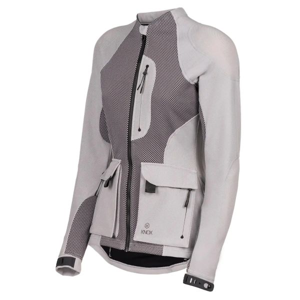 Cazadora moto Knox Camisa blindada Tor para mujer Gris claro