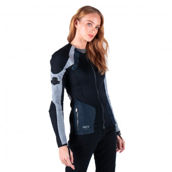 Cazadora moto Knox Urbane Pro MK2 Woman Black Grey Denim