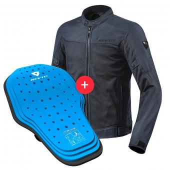 Cazadora moto REV'IT Eclipse Dark Blue + Back Protector Seesoft KN Blue Black