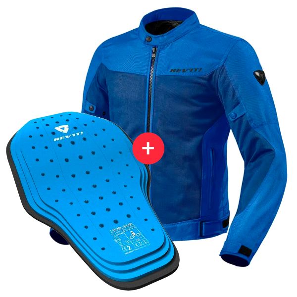 Cazadora moto REV'IT Eclipse Blue + Back Protector Seesoft KN Blue Black