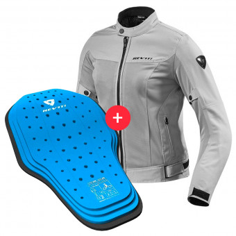 Cazadora moto REV'IT Eclipse Ladies Silver + Back Protector Seesoft KN Blue Black