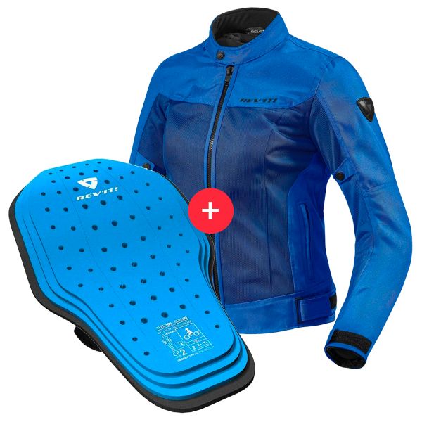 Cazadora moto REV'IT Eclipse Ladies Blue + Back Protector Seesoft KN Blue Black